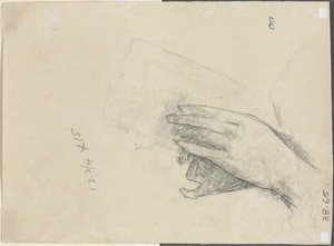 Handen die een boek vasthouden verso, 1889. door Childe Hassam