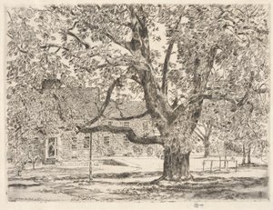 De grote paardenkastanjeboom, Easthampton door Childe Hassam