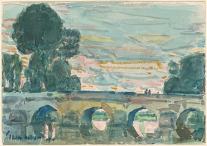 De Brug bij Grez door Childe Hassam