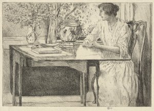 De koloniale tafel (Holley House, Cos Cob) (recto); Landschap met schuur (verso)