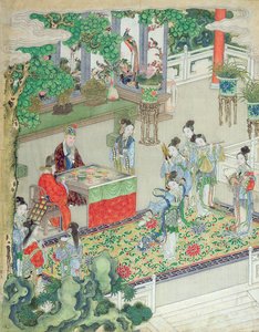 Een Chinese mandarijn wordt vermaakt