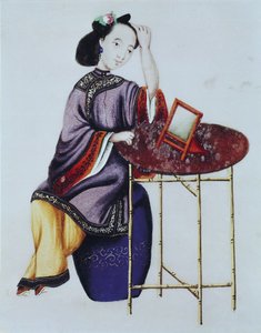 Een Chinese Vrouw die haar Haar Arrangeert, Qianlong Periode (1736-96)