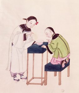 Een Meisje dat Geluk Zoekt in een Kom Water door Chinese School