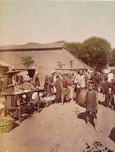 Een markt in Tonkin, ca. 1899-1900 door Chinese School
