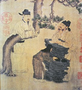 Een oude Chinese dichter, facsimile van originele Chinese rol door Chinese School