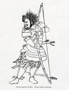 Een oude Japanse boogschutter, illustratie uit 