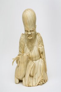 Gesneden ivoren figuur van Shou Xing zittend met hert, c.1580-1644 door Chinese School