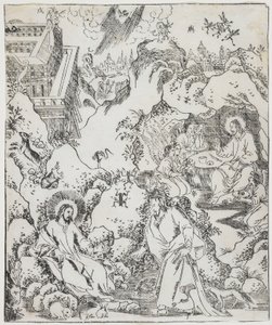 Christus in de wildernis, plaat uit Giulio Alenis Tianzhu jiangsheng zhuxiang jingjie (Een geïllustreerde geschiedenis van de Heer des Hemels die vleesgeworden is) door Chinese School