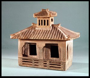 Grafmodel van een huis, Han-dynastie (206 v.Chr.-220 n.Chr.) (terracotta)