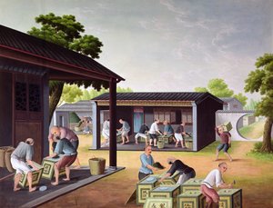 Thee in dozen verpakken door Chinese School