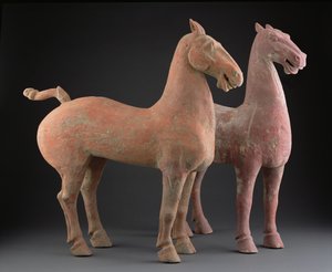 Paar paarden, Han-dynastie (206 v.Chr.-220 n.Chr.) (aardewerk)