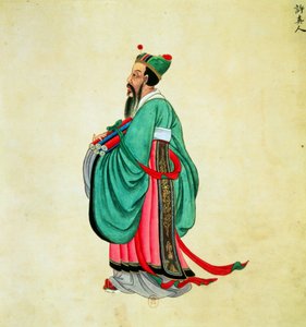 Portret van Confucius (ca. 551-479 v.Chr.) door Chinese School