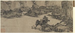 Geleerden retraite aan de rivier, mogelijk Qing-dynastie