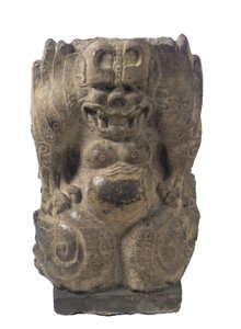 Hurkende bewaker-demon, Hebei provincie, Periode van de Verdeling, 550-577 door Chinese School