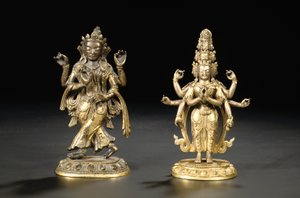 Tibeto-Chinese figuur van een bodhisattva door Chinese School
