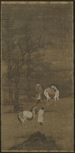 Winterlandschap met Paarden en Verzorgers, Ming of Qing dynastie