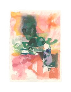 Abstracte compositie, organische/organische serie, 2021 (aquarel, gouache, houtskool  collage op aquarelpapier) door Ching Fun Tso