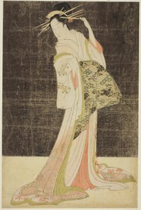 Een selectie van schoonheid uit de Plezierkwartieren (Seiro bijin awase): Courtisanes ingehuurd voor de Nieuwjaarsvakanties - Takigawa van de Ogiya, c.1794 door Chobunsai Eishi