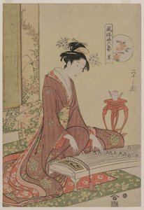 Koto uit de serie De zes kunsten in modieuze gedaante door Chobunsai Eishi