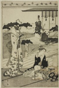 Suma, uit de serie "Een Modieuze Parodie van het Verhaal van Genji (Furyu yatsushi Genji)" door Chobunsai Eishi