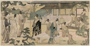 Het Matsukaze Hoofdstuk van het Verhaal van Genji (uit de serie Het Verhaal van Genji in Elegante Moderne Kleding)