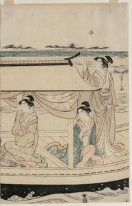 Vrouwen in een Plezierboot op de Sumida Rivier door Chobunsai Eishi