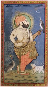 Maharana Bhim Singh van Mewar met een Valk, Udaipur (Mewar) Rajasthan, ca. 1805