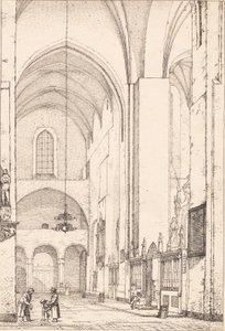 Deens: Prospectus van het interieur van het noordelijke dwarsschip van de kathedraal van Aarhus door Christen Købke