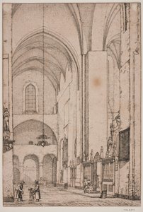 Deens: Prospectus van het interieur van het noordelijke dwarsschip van de kathedraal van Aarhus door Christen Købke