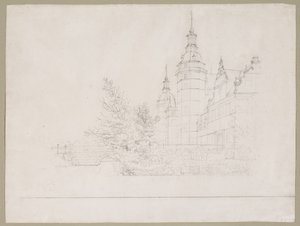 Kasteel Frederiksborg. Deel bij de Muntbrug door Christen Købke