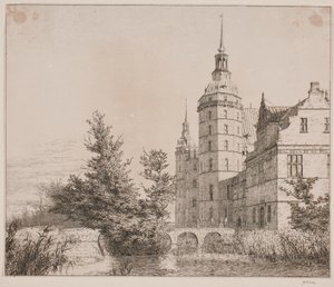 Frederiksborg Slot. Deel bij de Muntbrug door Christen Købke