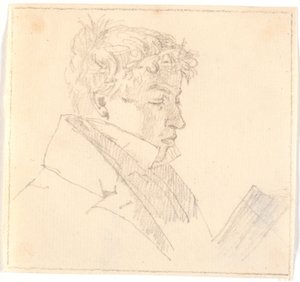 Lezende jonge man, de oudste broer van de kunstenaar, pastoor Carl Adolf Købke (1804-1840)? door Christen Købke