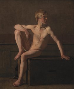 Naaktfiguur. Zittende jongen