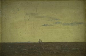 Zeegezicht. Lucht bij Zonsondergang