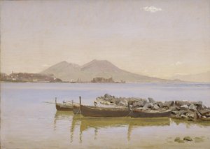 De Golf van Napels met Vesuvius op de achtergrond door Christen Købke