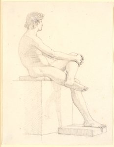 Jonge, zittende mannelijke model