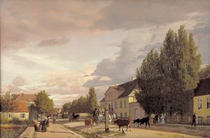 Uitzicht op een Straat in Østerbro buiten Kopenhagen. Ochtendlicht, 1836