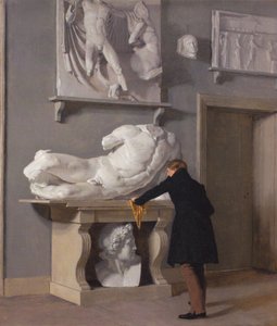 Het uitzicht op de gipsafgietselcollectie in het Charlottenborg-paleis door Christen Schjellerup Kobke