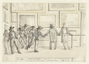 Bezoekers op de Kunsttentoonstelling te Amsterdam in 1808 door Christiaan Andriessen
