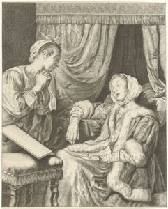 Interieur met twee vrouwen door Christiaan Josi