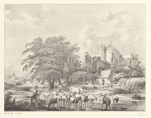 Kudde vee bij ruïne van Kasteel Brederode door Christiaan Josi