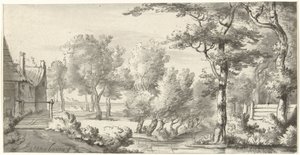 Landschap met boerderij door Christiaan Josi