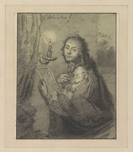 Portret van Godfried Schalcken bij kaarslicht