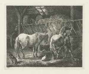 Stalinterieur met twee paarden door Christiaan Wilhelmus Moorrees
