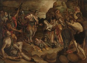De ontmoeting van David en Abigail door Christiaen Jansz. van Bieselingen