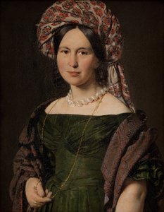Cathrine Jensen, geboren Lorenzen, de vrouw van de kunstenaar met een tulband, 1842-1843 door Christian Albrecht Jensen