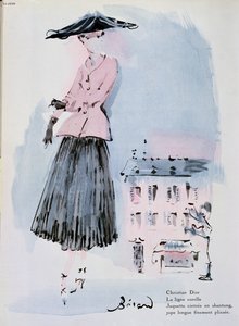 Modeplaat door Christian Dior, illustratie uit het tijdschrift 