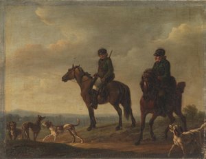 Twee Jagers te Paard door Christian David Gebauer