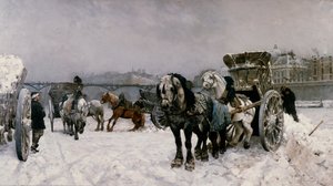 Sneeuwstorm op de Seine door Christian Eriksen Skredsvig