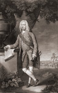 Thomas Coke, graaf van Leicester. Portret. (prent) door Christian Friedrich (after) Zincke